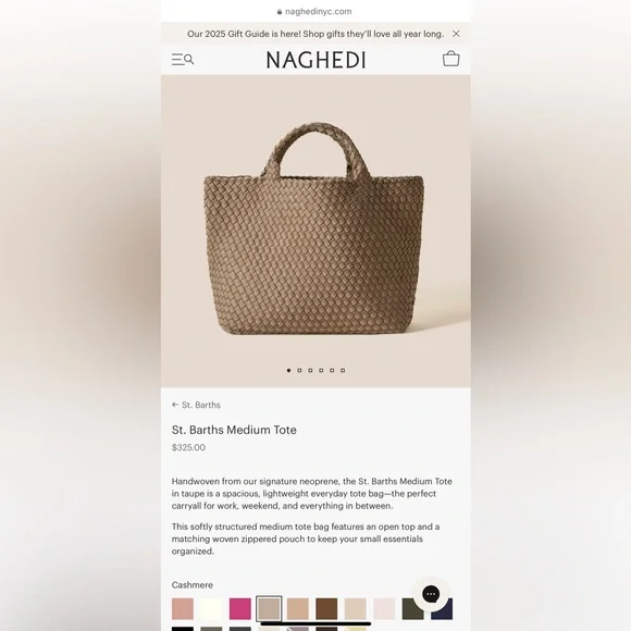 Naghedi St. Barths Medium Tote Bag in Cashmere Color - Picture 3 of 13